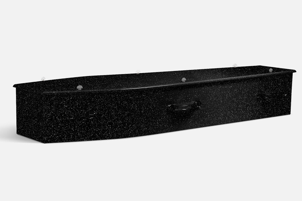 Black Glitter coffin in a solid black finish with a fine sparkling glitter texture throughout